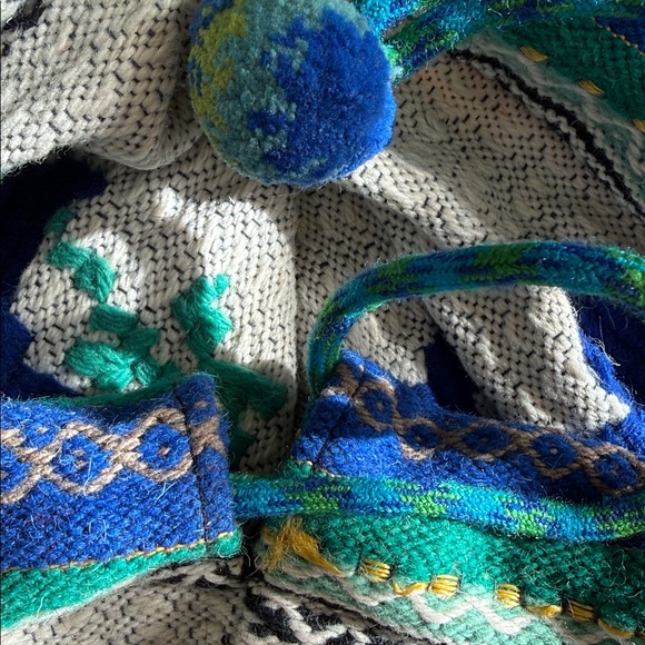 New Handmade Wool Blend Drawstring Blanket Bag Purse Dove Olive Branch 15x15 - Picture 13 of 13